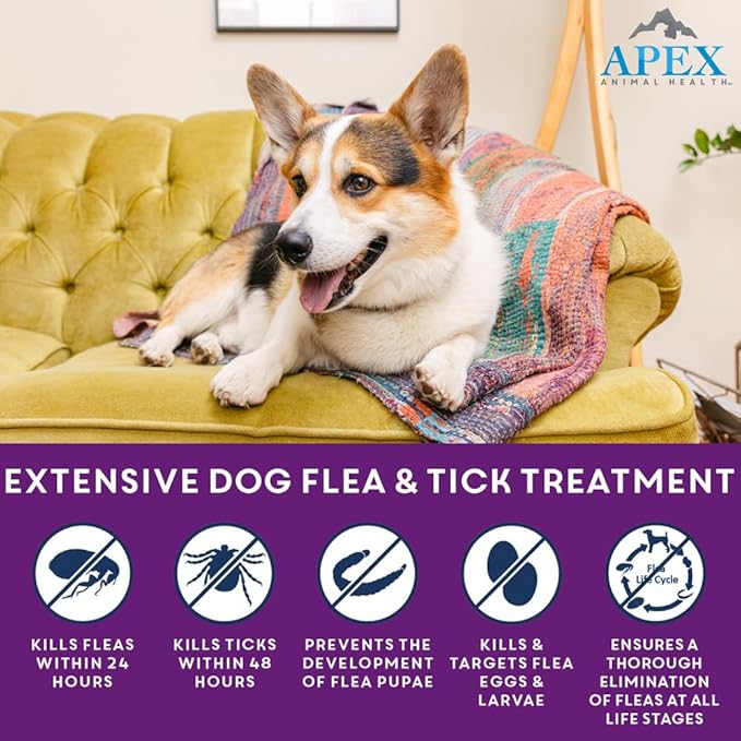 Apex Plus Flea and Tick Prevention for Dogs | Large (45-88 lbs) | 3-Month Supply | Dog Flea and Tick Treatment | 24-Hour Activation, Waterproof, 30-Day Protection