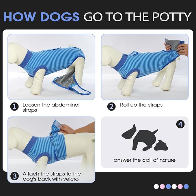 FUAMEY Recovery Suit for Dogs After Surgery,Soft Breathable Dog Bodysuit E-Collar & Cone Alternative Surgical Suit,Male Female Dog Neuter Spay Suits Anti Licking Wounds Onesie Navy Blue Strips XS