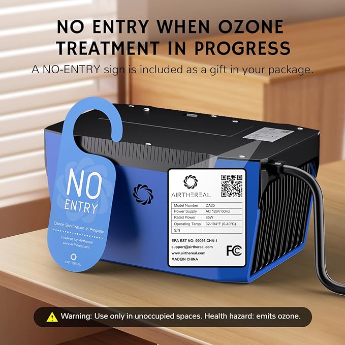 Airthereal DA25 Desktop Ozone Generator, 60,000mg/h High Capacity Odor Eliminator for Smoke, VOCs and Pet Odors, Portable Ozone Machine for Home, Garage & Car, Cover up to 5,000 sq.ft (Blue)