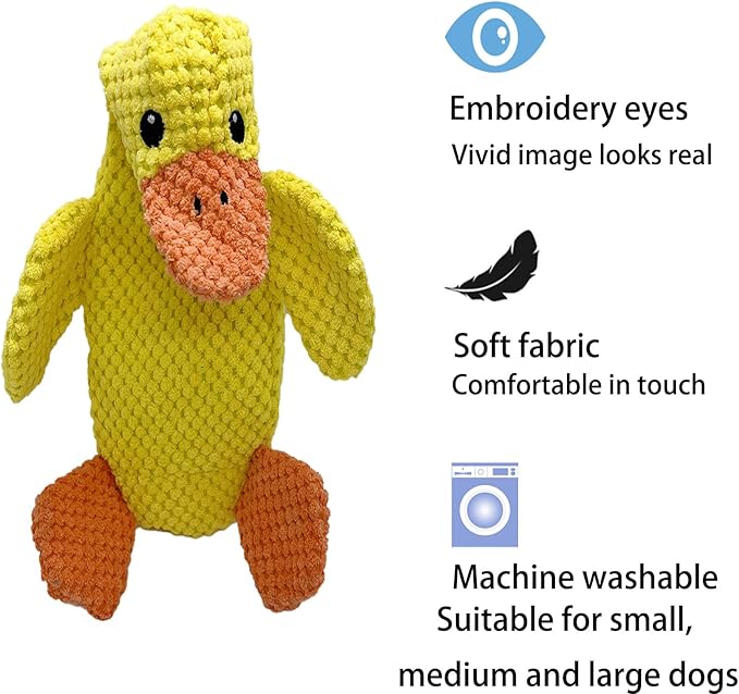 No Stuffing Dog Toys 3 Pack, Squeaky Dog Toys for Large Dogs, Plush Toys for Aggressive Chewers Small Medium Large Breeds, Puppy Chew Toys for Teething (Pineapple Plaid)