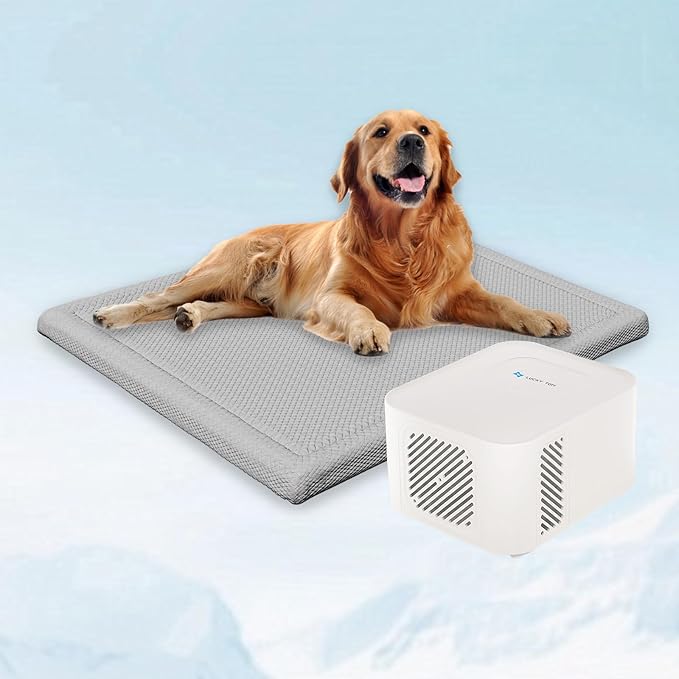 Pet Pad Cooling System for Summer, Consistent Cooling Water Mat for Dogs and Cats, No Refrigeration or Chemical Gel Needed, Machine Washable Bed, Ideal for Home and Crates (Gray, XL)