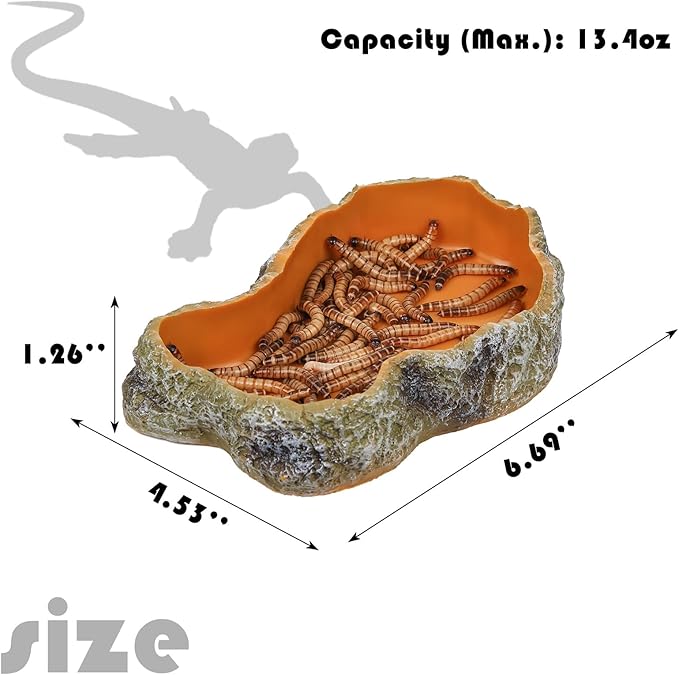 IBWell 7 Inch Reptile Food Dish Escape Proof Reptile Feeding Dish Resin Reptile Water Food Bowl for Bearded Dragon Chameleon Frog Snake Turtle Leopard Gecko