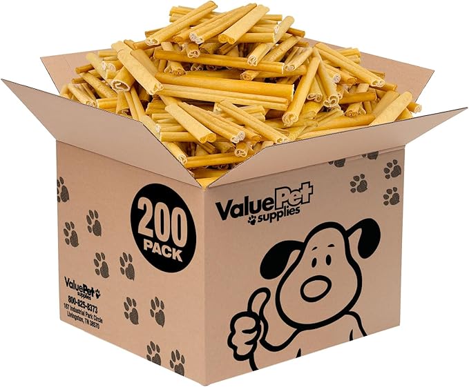 ValueBull USA Pig Skin Retriever Rolls, 6 Inch, Smoked, 200 Count Bulk Pack - Premium USA Pork Hide Dog Chews, One-Piece, Easy Digestion, High Protein