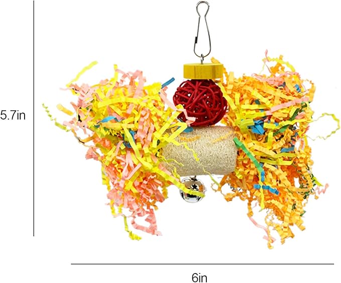EBaokuup Bird Parrots Shredding Toys Parakeet Chewing Toys Bird Loofah Toys Parrot Cage Shredder Toys Bird Foraging Hanging Toys Bird Accessories for Parrots Lovebird Cockatiel Conure African Grey