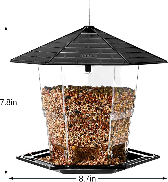 Bird Feeders for Outdoors Hanging Bird Feeder Wild Birds Seed, Black