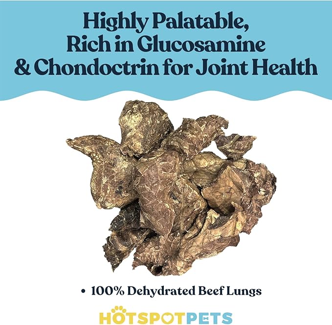 hotspot pets Beef Lung Dog Treats -1 Pound Big Bag - Slow Roasted, All Natural Dehydrated Premium Beef Lung Training Treats for Dogs - High Protein- Rawhide Alternative Snack for All Breeds
