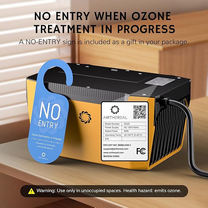Airthereal DA25 Desktop Ozone Generator, 60,000mg/h High Capacity Odor Eliminator for Smoke, VOCs and Pet Odors, Portable Ozonator for Home, Garage & Car, O3 Air Deodorizer for Area up to 5,000 sq.ft