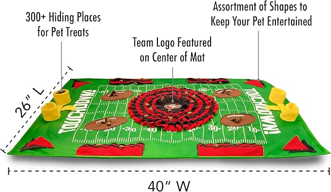 NFL San Francisco 49ers Dog Snuffle Mat – Interactive Pet Slow Feeder, Football Field Design Food Puzzle Toy for Dogs & Cats, Foraging Activity Mat for Smarter Feeding