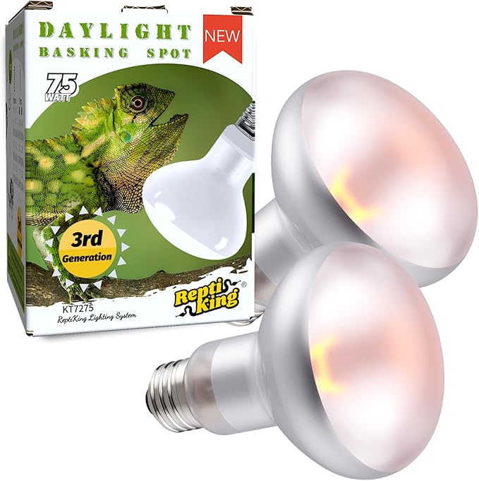 Reptile Heat Lamp, 75W 2-Pack Incandescent Basking Spotlight Bulbs for Reptiles Terrarium Tanks, Reptile Heat Bulb for Infrared Light, Bearded Dragon Heat Bulbs (75W)