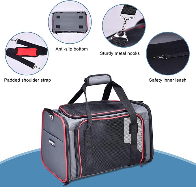 Soft-Sided Kennel Pet Carrier for Small Dogs, Cats, Puppy, Airline Approved Cat Carriers Dog Carrier Collapsible, Travel Handbag & Car Seat