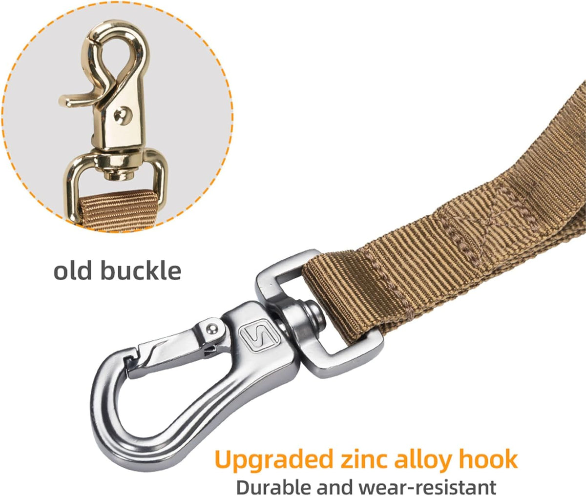 EXCELLENT ELITE SPANKER Tactical Bungee Dog Leash Military Adjustable Dog Leash Quick Release Elastic Leads Rope with 2 Control Handle(Coyote Brown)