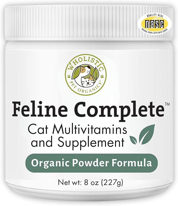 Wholistic Pet Organics Feline Complete - 8 Oz - Multivitamin & Probiotic Powder for Cats - Natural Cat Food & Digestive Support