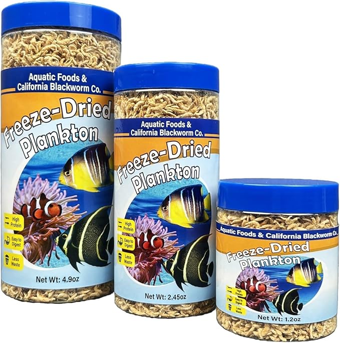 Aquatic Foods Inc. Pacific Plankton, Freeze Dried Plankton for Marines, Corals, Anemones, Cichlids, Discus, Goldfish, Angel Fish, 12-Type Pellet Mix, 4-Type Wafer Mix Included 4.9oz Canister