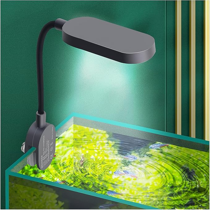 UPETTOOLS 3W Aquarium Light with Adapter LED Clip on 1-5 Gallon Fish Tank Light Small Full Spectrum USB Light 360° Rotation Lighting,for Betta Fish & Small Tank