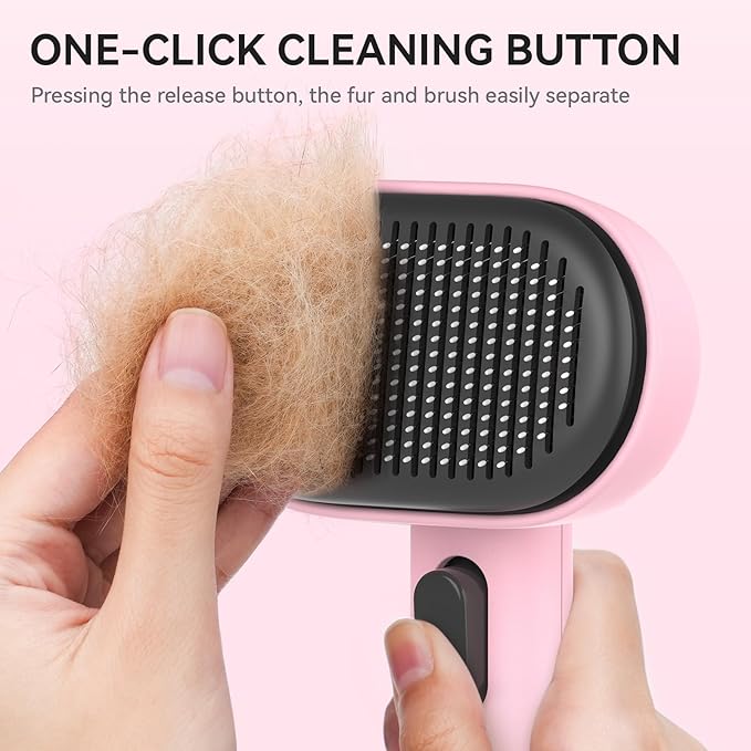 Aumuca Cat Brushes for Indoor Cats, Dog Hair Brush for Shedding, Cat Brush for Long or Short Haired Cats, Cat Grooming Deshedding Brush for Dog Kitten Horse Massage Removes Loose Fur, Pink