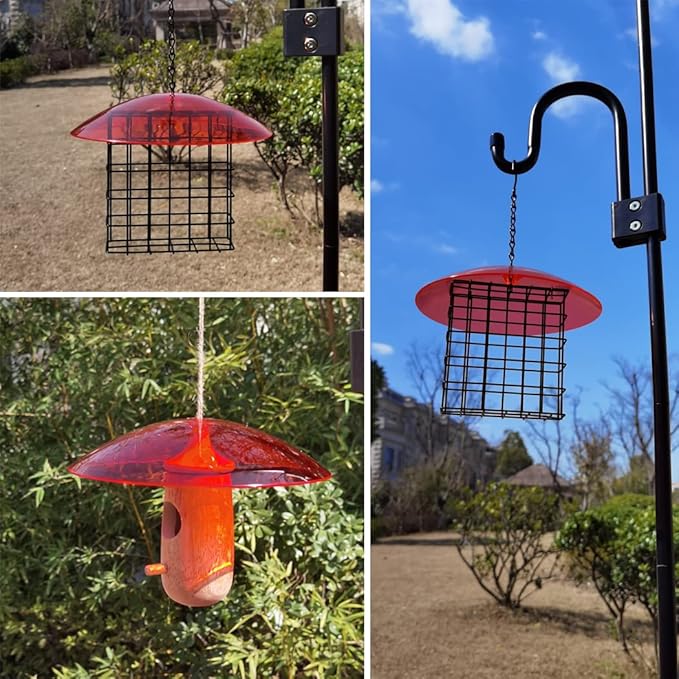 8" Mini Weather Guard for Bird Feeder - Small Protective Dome Cover Against Rain/Snow/Sun - Red Dia. 20CM