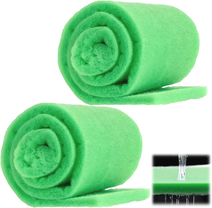 2PC Aquarium Filter Media Floss - 12"x78" (13ft per Roll) Total 12ft - 1" Thick Premium Polyester Filter Pad for Fish Tank - Mechanical Filtration, Crystal Clear Water, Fits Most Filters