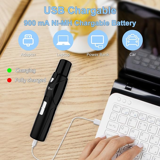 Pet Nail Grinder with LED Light & 2 Grinding Heads, 2-Speed Low Noise & More Powerful Dog Nail Grinder, Pet Nail Trimmer File, Painless Paw Claw Care, Quiet Toenail Grooming Tool for L/M/S Dogs/Cats