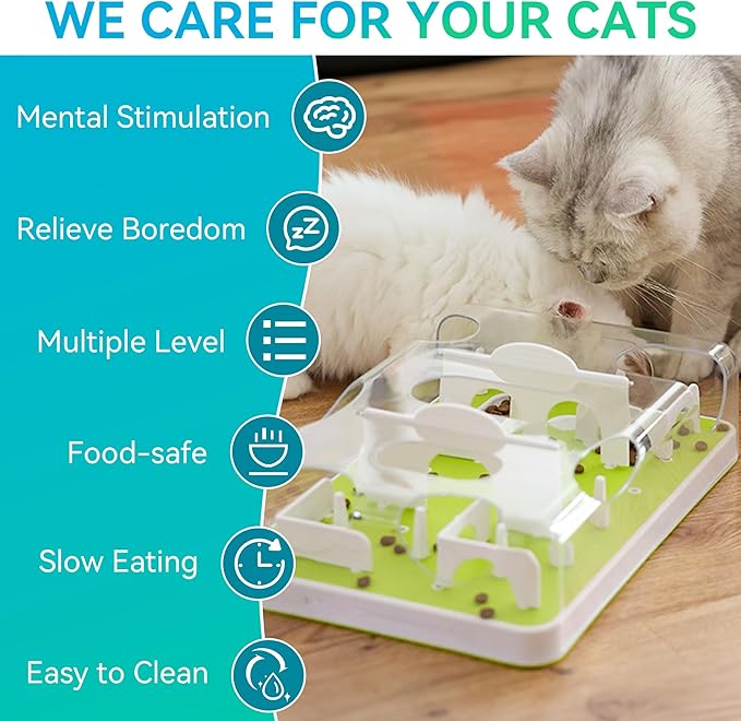ALL FOR PAWS Interactive Cat Puzzle Feeder & Slow Feed Toy – Mental Stimulation Treat Dispenser Maze for Indoor Cats, Enrichment & Cat Food Toy