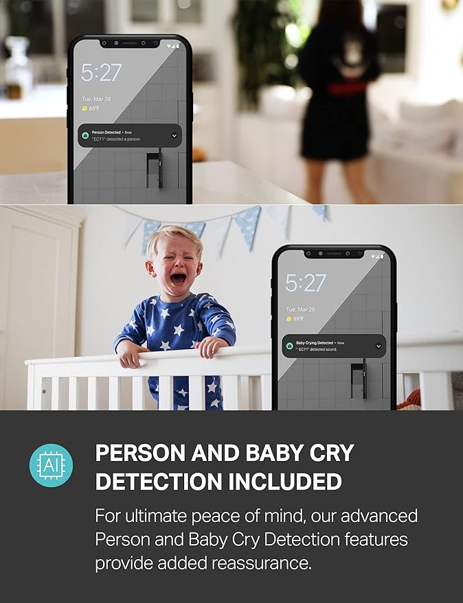 Kasa 1080p Indoor Pan/Tilt Wired Security Camera - Works as a Baby & Pet Monitor, Motion Detection & Tracking, 2-Way Audio, Night Vision, Subscription-Free Local Storage or Optional Cloud, EC71