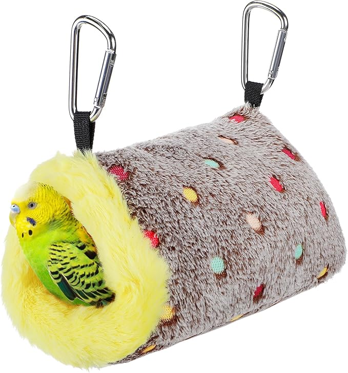 MEWTOGO Small Winter Warm Bird Nest for Cage - Comfortable Birds Bed with Support Plate, Hanging Shed Hideaway Hammock Hut Gift for Macaws African Grey Amazon Parrots