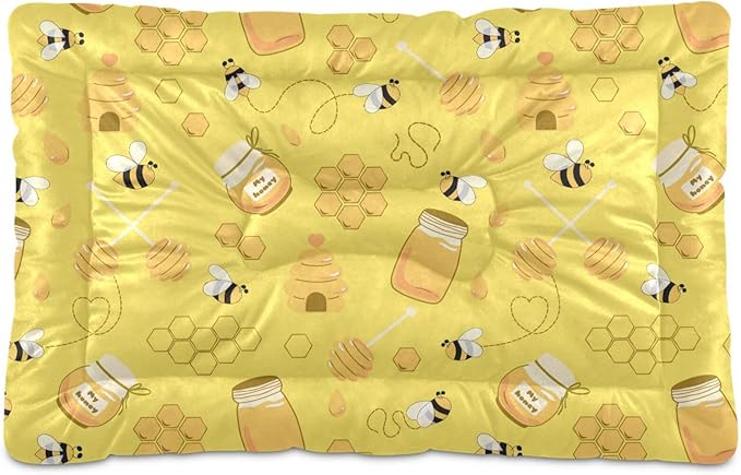Pet Bed Yellow Bee Honey Dog Bed Mat Absorbing Non Slip Pad Pet Sleeping Mat for Small, Medium, and Large Dogs Puppy Cat 36 in x 24 in