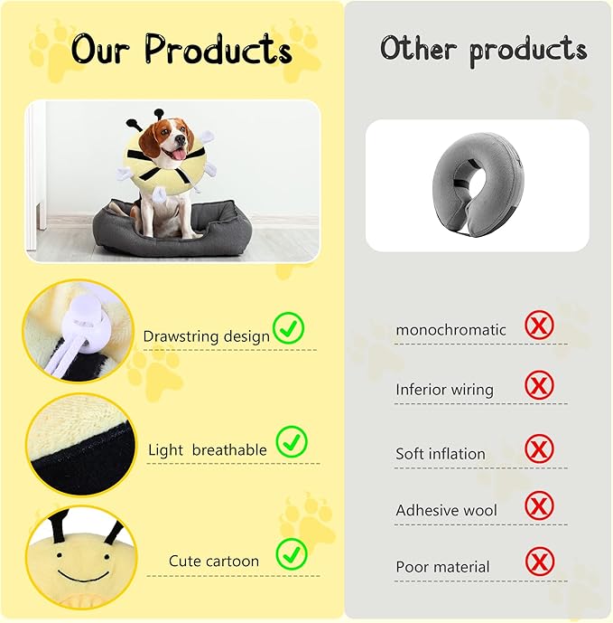 Adjustable cat Cone Collar Soft to Stop Licking After Surgery for Kitten, Alternative to Cone of Shame cat, Donut Cone for Cats, pet Elizabethan Collar (Bee, Small)