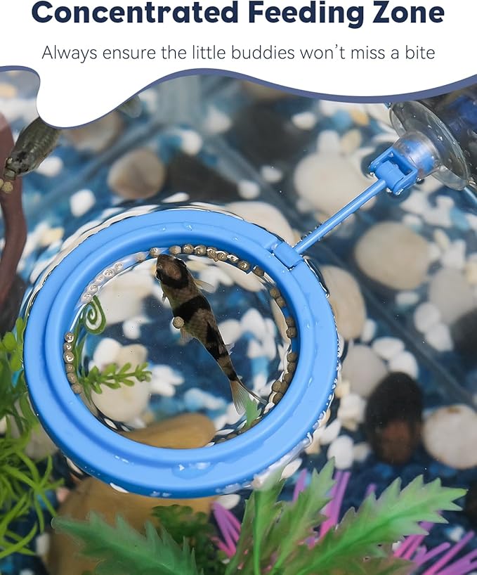 Pawfly Fish Feeding Ring for Aquarium, Feeding Ring with Suction Cup, Small Round Fish Feeder Ring Circle Floating Food Feeder for Betta Goldfish Guppy Turtle