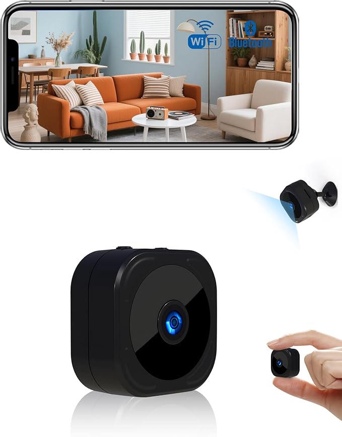 1080P HD Indoor Camera for Indoor Security with App Control Motion Detection & Night Vision Wireless WiFi Rechargeable Pet Camera for Home/Office 24/7 Cycle Save Video Only (1080P)