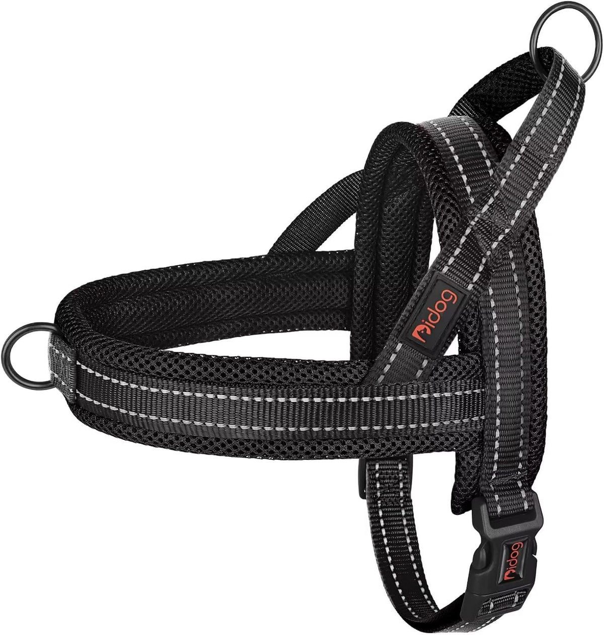 Didog No Pull Dog Harness with Soft Mesh Padded,Reflective & Quick Fit Light Weight Dog Strap Vest Harness,Easy for Walking Training (L:Chest 26-32", Mesh-Black)