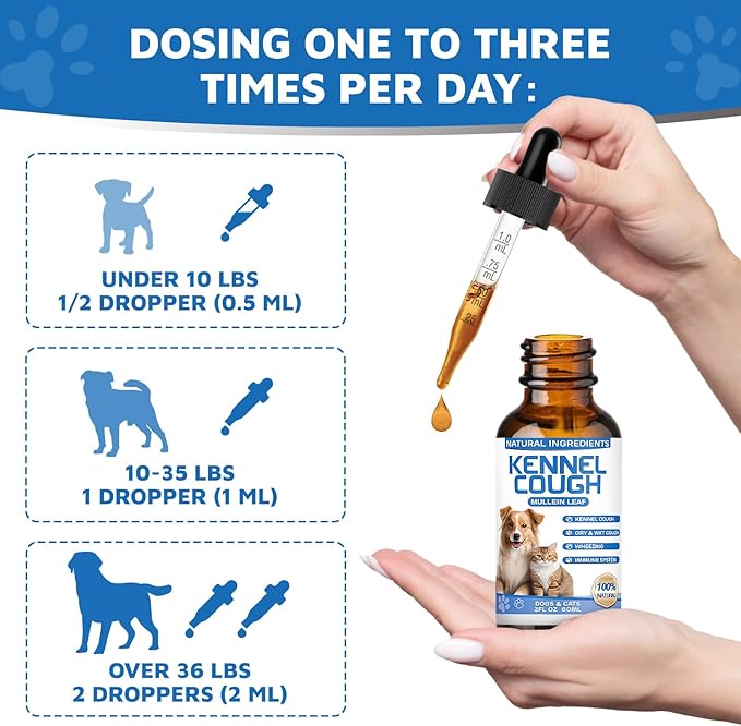 Kennel Cough Herbal Drops for Dogs & Cats,Dog Cough Treatment,Dog Cough Suppressant,Kennel Cough for Dogs,Coughing Treatment Liquid,Cough Treatment for Cats,Natural Cough Supplement for Cat