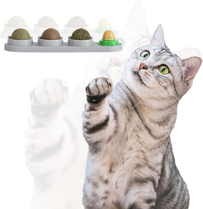 GATITOS Catnip Balls 3 Pcs, Catnip Ball for Cats Wall, Safe Healthy Kitten Chew Toys, Teeth Cleaning Dental Wall Treats, Edible Cats Lick Kitten Chew