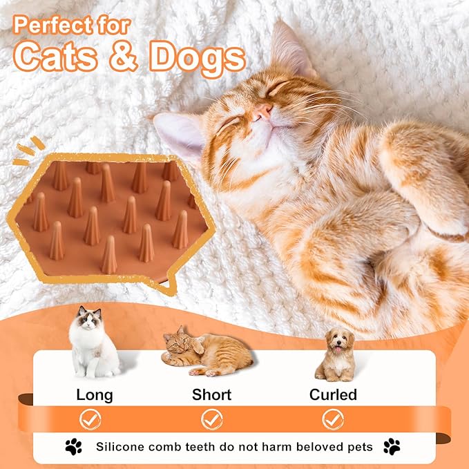 Steam Brush for Cat & Dog – 3-in-1 Spritz Pet Spray Hair Removal Comb for Grooming & Shedding Steam – Water Brush for Long & Short Haired Pets– Includes Two Bottles Waterless Shampoo