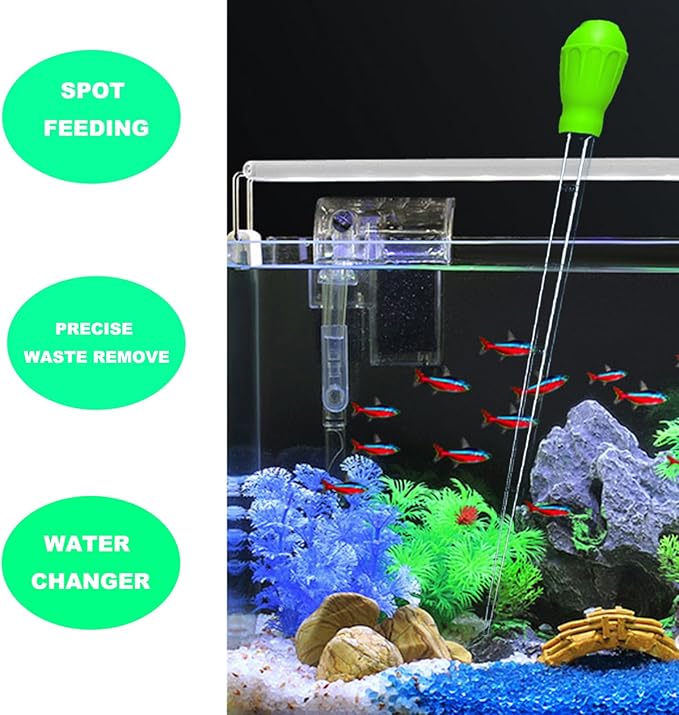 25.2 Inch Aquarium Algae Scraper/Remover for Glass Fish Tanks, Stainless Steel Cleaner Tool Kit/Cleaning Accessories with 10 Replaceable Blades + Coral Feeder + Double-Sided Sponge Brush