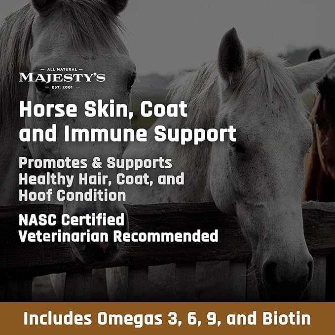 Majesty's Omega Wafers - Superior Horse / Equine Skin, Coat, and Immune Support Supplement - Omega 3, 6, 9, and Biotin - 30 Count (1 Month Supply)