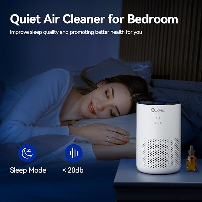 Air Purifiers for Bedroom Home with H13 True HEPA Filter, 20dB Quiet Air Cleaner for Pets Hair Dander Odor, Smoke Dust Pollen, Aromatherapy Function, White