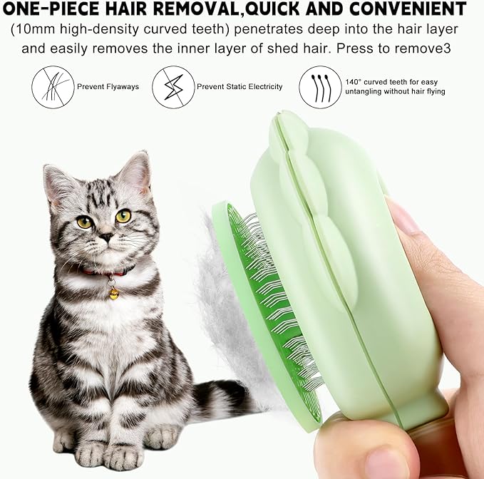 Cat Hair Brush for Shedding, 3-in-1 Pet Spray Hair Removal Comb with Visual Spray & Release Button, Waterproof Dog Grooming Brush for Furry Pet