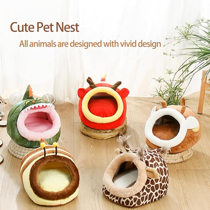 Guinea Pig Rat Bed Hideout for Rat Bearded Dragon Hedgehog Ferret to Sleep and Hide, Guinea Pig Cage Accessories Habitat Décor (Large, 2.Giraffes)