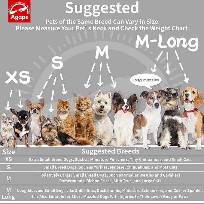Agape Soft Dog Cone for Small Dogs & Cats, Comfy Dogs Recovery Collar After Surgery, Adjustable E Collar Alternative to Stop Licking, Protective Elizabethan Collars for Pup, Comfortable Dog Cones