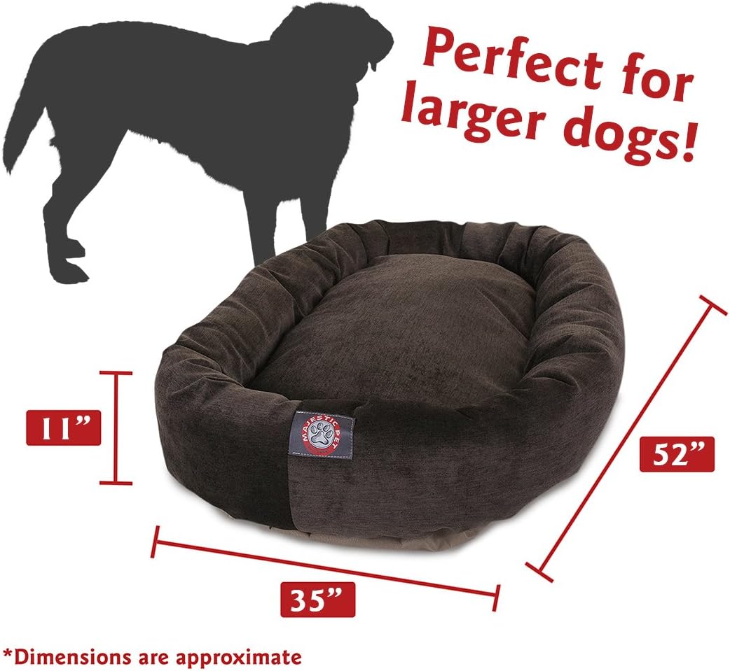 Majestic Pet Villa 52 Inch Shredded Memory Foam Dog Bed for X-Large Sized Dogs 52x35x11 Inch–Orthopedic Dog Bed with Removable Washable Cover-Washable X-Large Pet Bed with Head Support-Storm