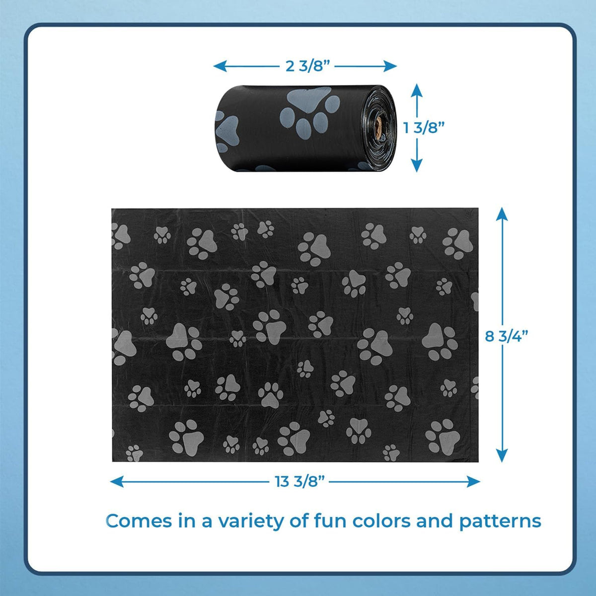 Best Pet Supplies Dog Poop Bags (360 Bags) for Waste Refuse Cleanup, Doggy Roll Replacements for Outdoor Puppy Walking and Travel, Leak Proof and Tear Resistant, Thick Plastic - Black