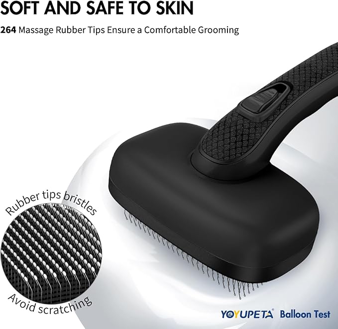 Dog Self Cleaning Slicker Brush for Shedding, Ideal for Short Long Haired Dogs, Including Cat. Removes Loose Fur, Undercoat, Mats, Tangled Hair. Suit for Large Medium Small Animal, Black