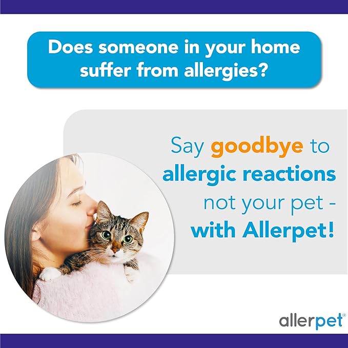 Allerpet Cat Dander Remover w/Free Applicator Mitt - Effective Cat Dander Reduction - Anti Allergen Solution Made in USA - 2 Pack (12oz)