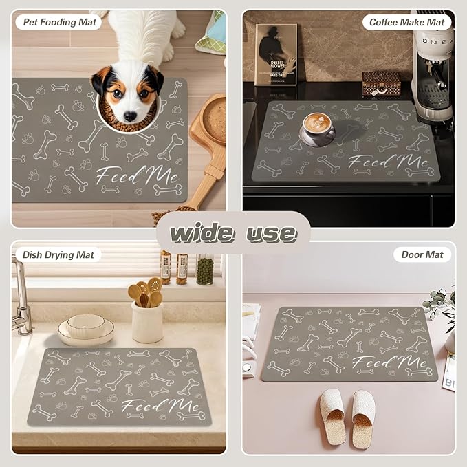 Le courant Absorbent Pet Mat Dog Cat Mat for Floors Waterproof，Cat Placemat Mat for Feeding Bowls - No Stains No Sliding Quick Dry Dog Water Mat Eating Mat Dish Mat-15.7x23.6 in