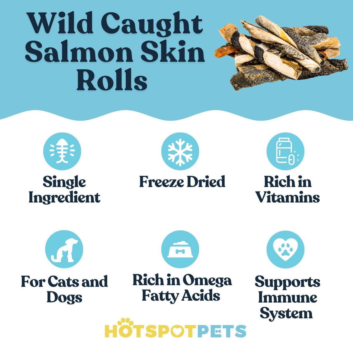 hotspot pets Freeze Dried Salmon Skin Sticks for Cats & Dogs - Reasealable 1lb Big Bag Single Ingredient All Natural Omega 3 Benefits, Salmon Sticks- Perfect for Training, Topper or Snack