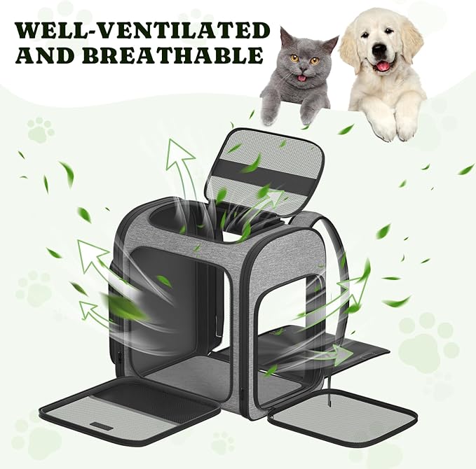 Pawtners Dog Backpack Carrier Large Pet Carrier Backpack for Kitten Small Dogs Puppies & Large Cats Up to 18 Lbs, Breathable Dog Backpack with Anti-Scratch Mesh, Ventilated Design, Perfect for Travel
