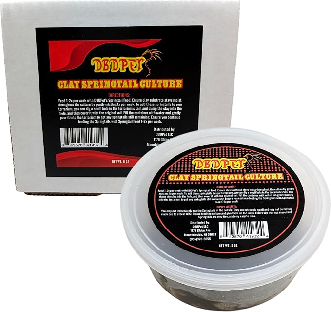Live Springtail Cultures - Great for Terrariums, Vivariums, and More - Microfauna for Bioactive Reptile & Amphibian Cages (Clay Culture (New Option))
