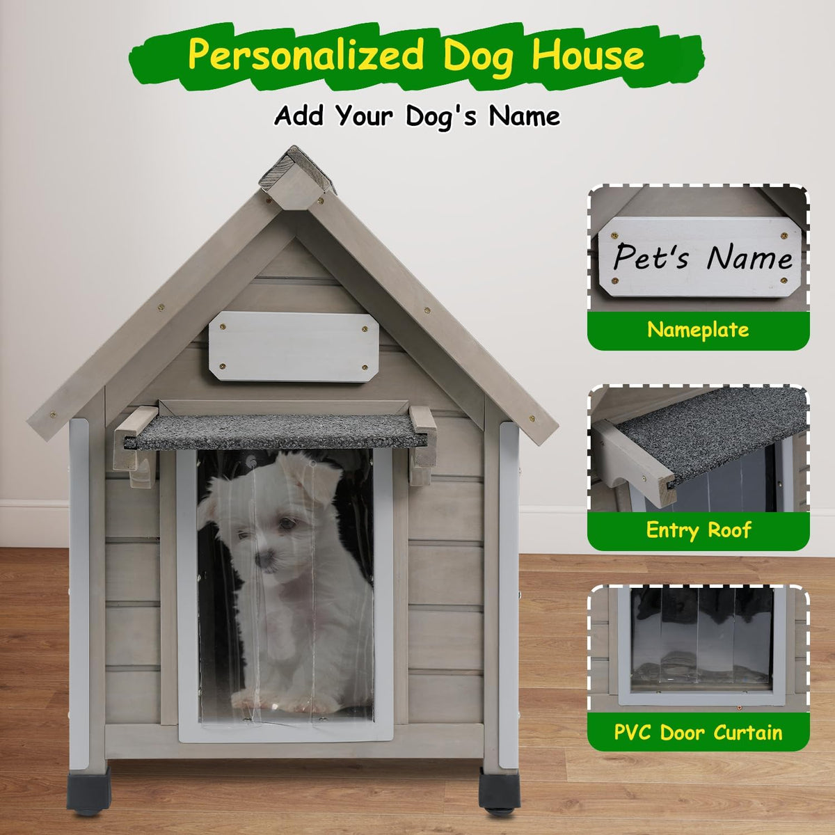 Dog House Outdoor Indoor Waterproof for Small Dog with Anti-Chewing Iron Frame, Raised Feet, Weatherproof Doghouse Kennel Puppy Shelter with Removable Floors(18" L*28.5" W*24" H)