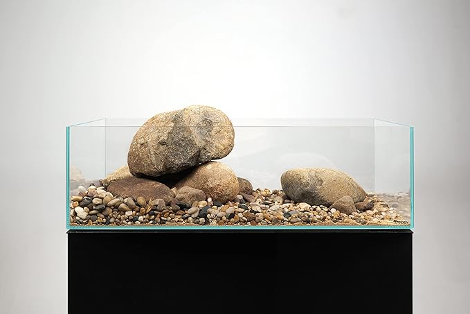 LANEDN 60S 7.9 Gal Shallow Aquarium Tank, Shallow Fish Tank, Rimless Low Iron Tank W23.6×D11.8×H7.1 in(60x30x18cm); 5mm Thickness Aquascape Fish Tank, Black Leveling Mat Included