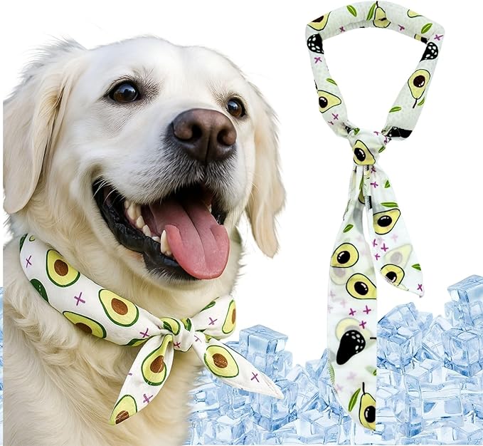 2pcs Cooling Scarf for Pets,Summer Cooling Scarves Keep Cats and Dogs Cool, Reused,Rrecycled,Suitable for Dogs (2pcs-Avocado)